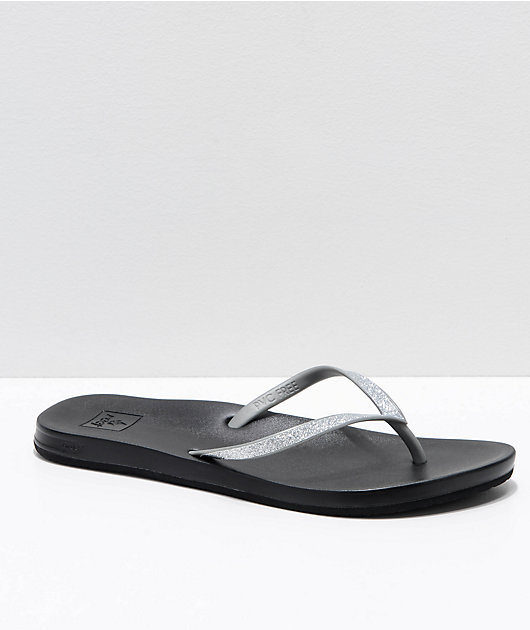 reef silver flip flops