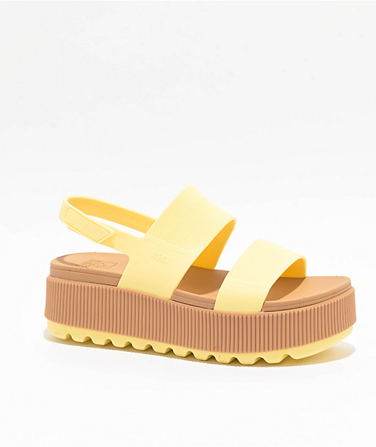 REEF◆ WATER VISTA HIGHER - PALE BANANA Reef Water Vista Higher Pale Banana Platform Sandals | Zumiez