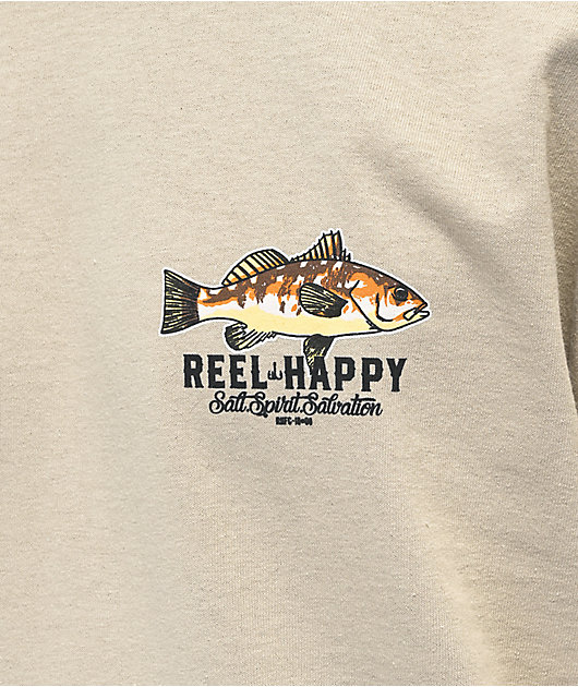 Reel Happy Co. Harbor Stack Tan T-Shirt