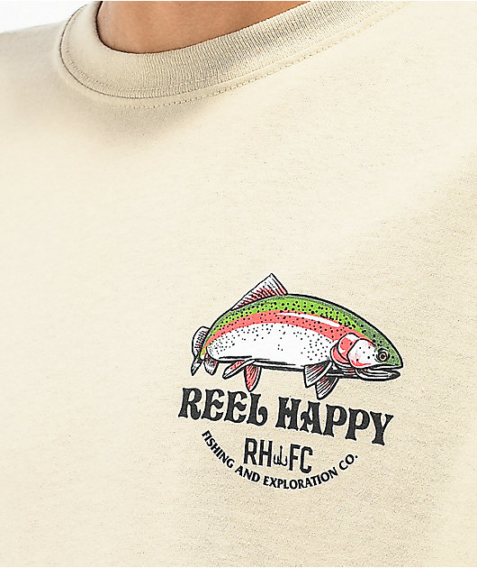 Reel Happy Co. Trout Stack Tan T-Shirt