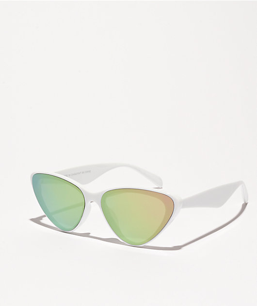 Reflective White Cat Eye Sunglasses | Zumiez display picture 2