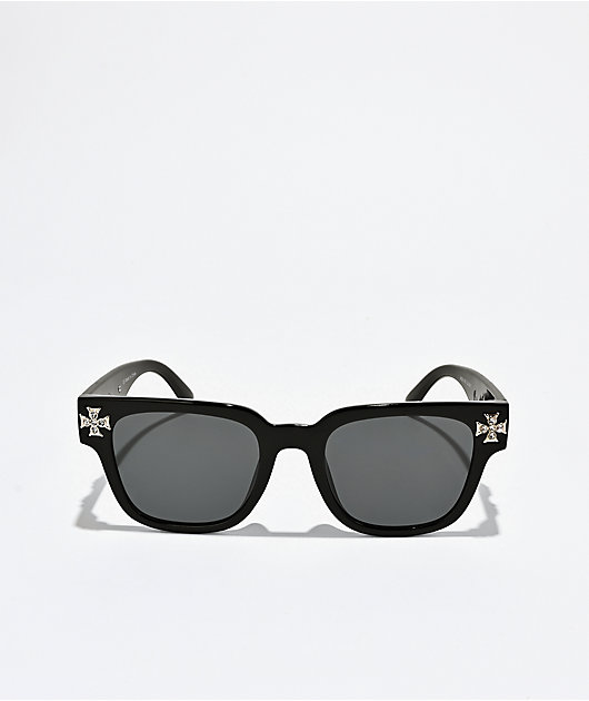 Rhinestone Cross Black Sunglasses