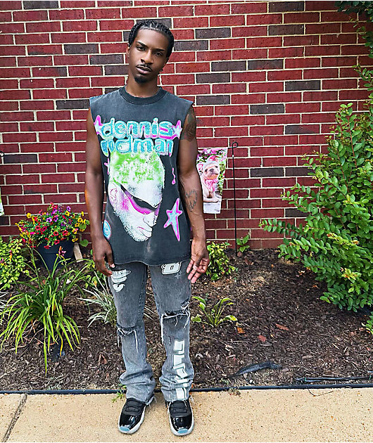 Rodman Apparel Glitter Is Gold Black Muscle Tank Top