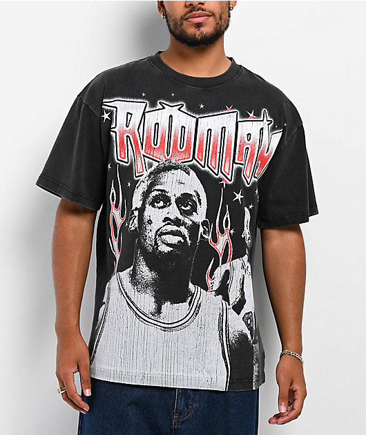 Rodman Apparel Zilla Panel Washed Black T-Shirt | Zumiez