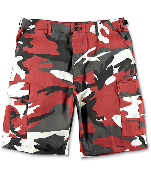 red camo shorts