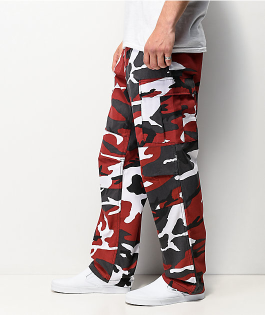red and black camo cargo pants