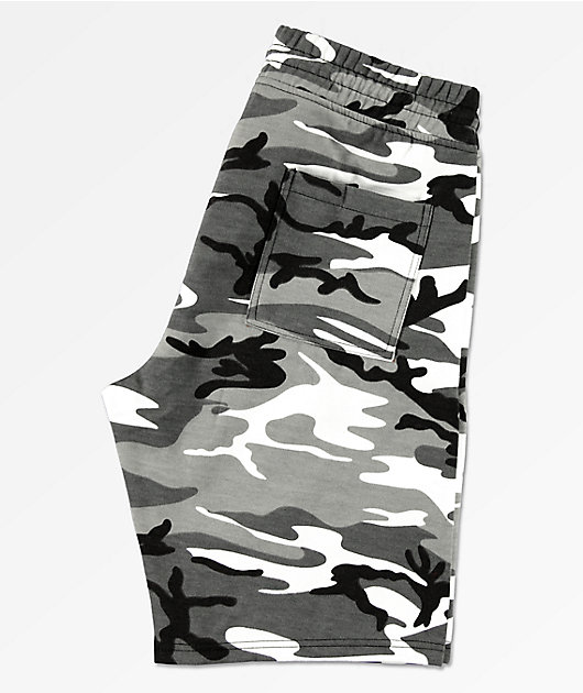 mens camo sweat shorts