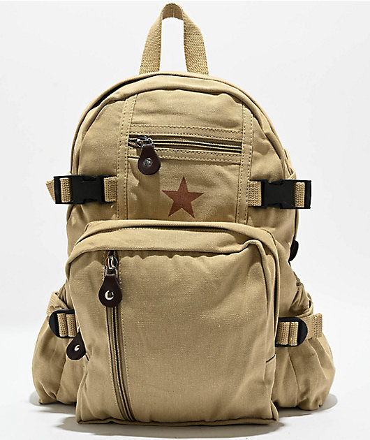 Rothco Vintage Canvas Compact Khaki Backpack Zumiez