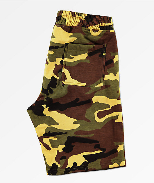 mens camo sweat shorts