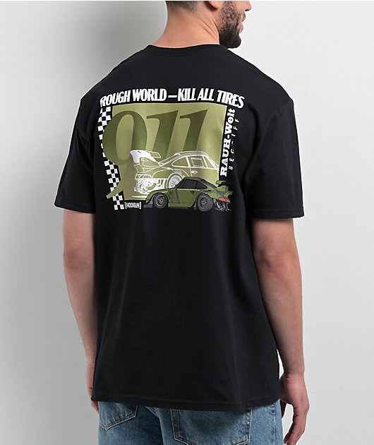 Rough World x Hoonigan Track Hero Black T-Shirt | Zumiez