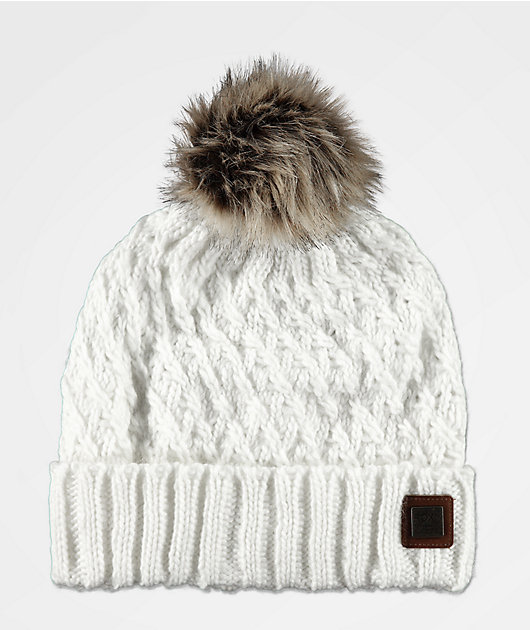 Roxy Blizzard Egret Pom Beanie