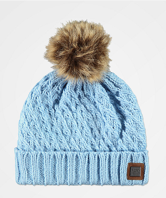 Roxy Blizzard Powder Blue Pom Beanie