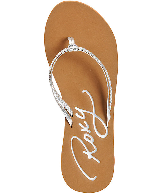 roxy silver flip flops