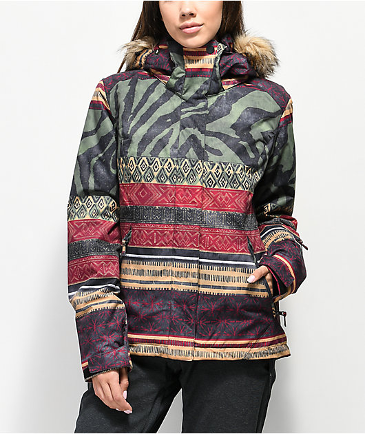 Roxy Andie Crown Blue Wild Ethnic Womens Snowboard Ski Jacket NEW 