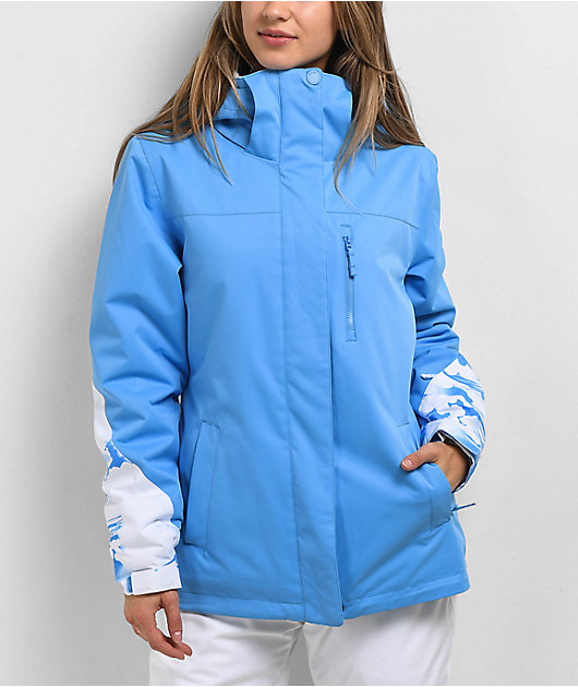 Roxy Jetty Block Azure Blue Clouds 10K Snowboard Jacket | Zumiez