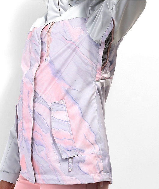 Roxy Jetty Colorblock Pink & Grey 10K Snowboard Jacket | Zumiez