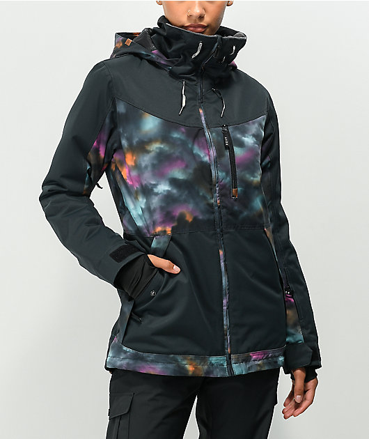 Microbe Plons Franje Roxy Presence Black & Multi 10K Snowboard Jacket