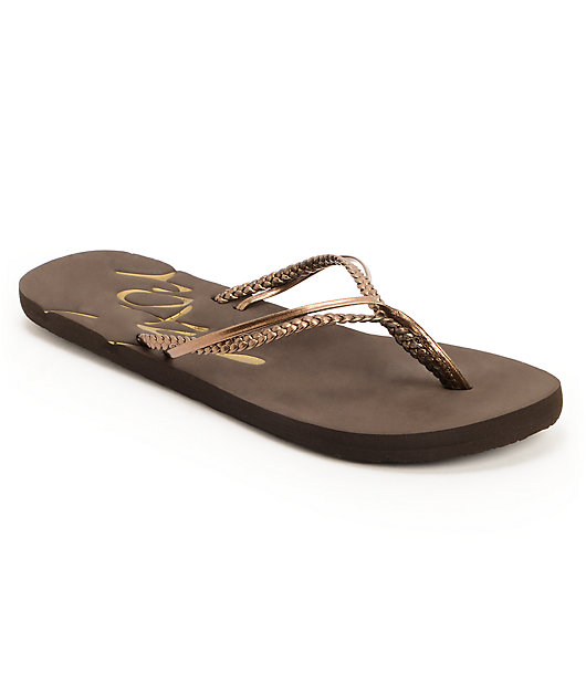 bronze flip flops