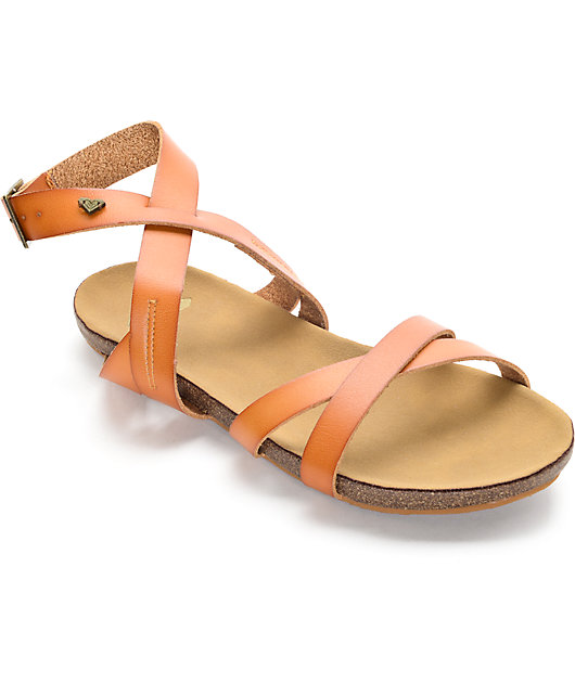 tan cross sandals