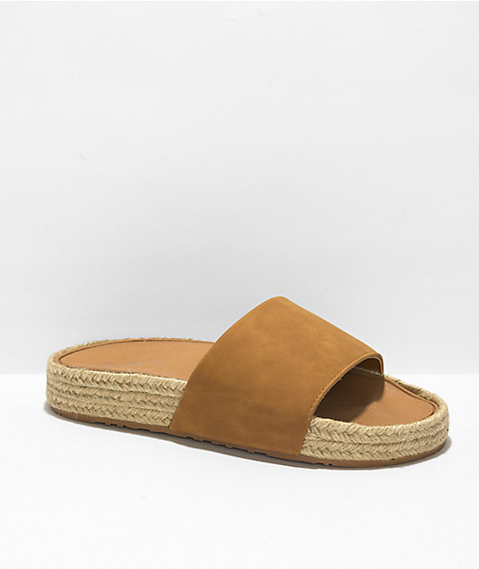 Roxy Slippy Espadrille Tan Slide Sandals Zumiez