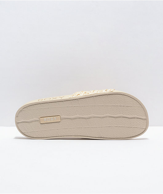 Roxy Slippy Jute & Straw Slide Sandals
