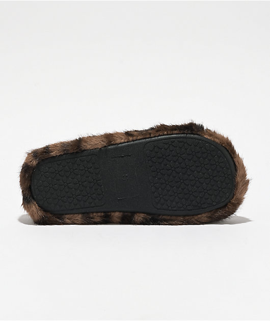 Roxy Sloane Leopard Print Faux Fur Slides