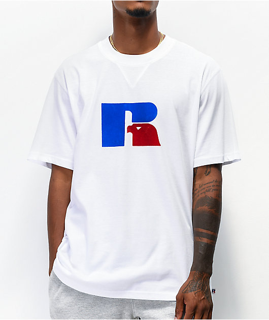 fajance Udpakning Lavet til at huske Russell Athletic Jerry Flock White T-Shirt