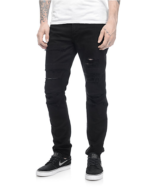 Rustic Dime Knee Seam Ripped Black Jeans Zumiez