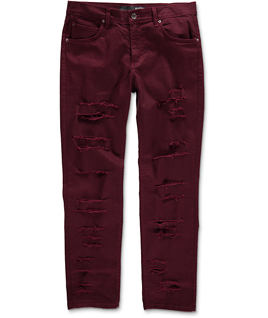 burgundy denim