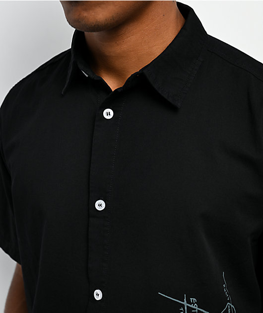 Rusty Crisis Black Short Sleeve Button Up Shirt