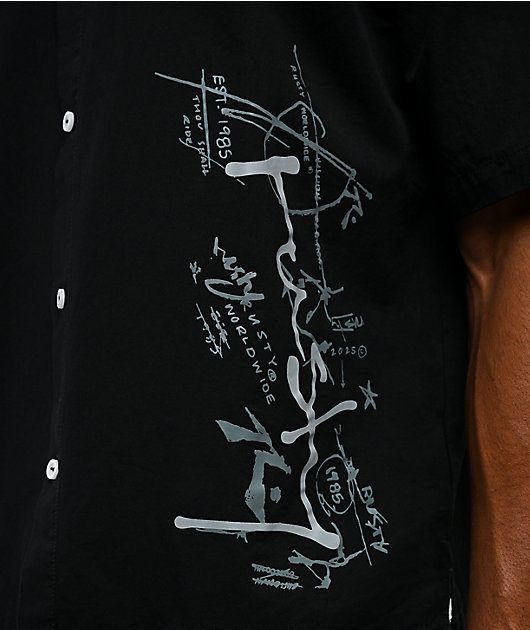 Rusty Crisis Black Short Sleeve Button Up Shirt