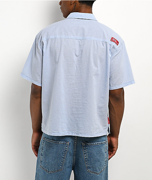 Rusty Crisis Light Blue Plaid Button Up Shirt
