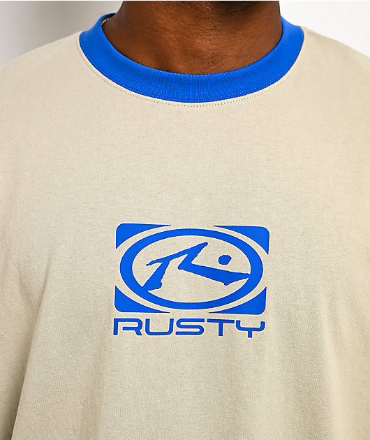 Rusty Hyper Stone & Blue Heavyweight Ringer T-Shirt