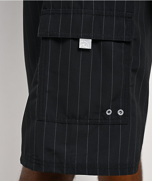 Rusty Primal Riot Pinstripe Black Board Shorts