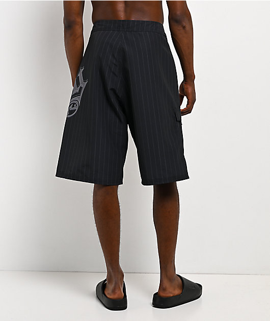 Rusty Primal Riot Pinstripe Black Board Shorts