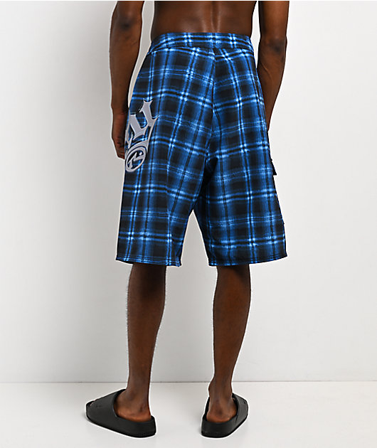 Rusty Riot Plaid Navy Board Shorts