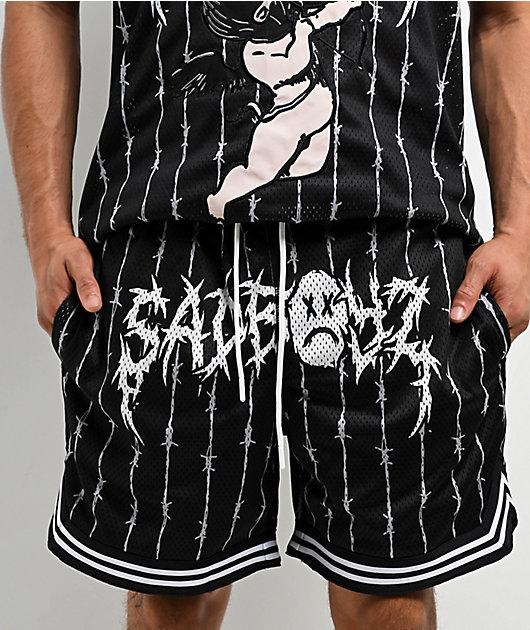 SAD BOYZ By Junior H Arrows Black Mesh Shorts | Zumiez