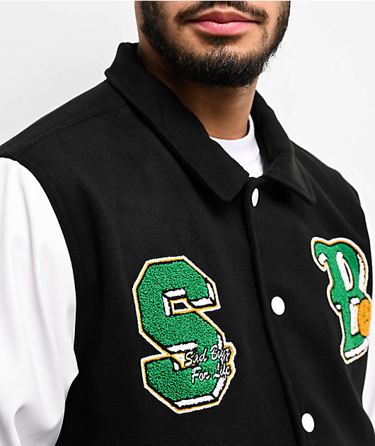 SAD BOYZ by Junior H Arrows Black & White Varsity Jacket