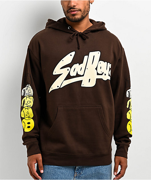 SAD BOYZ by Junior H Faces Brown Hoodie Zumiez