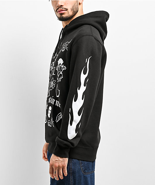 Palm Angels Racing Helmet print hoodie - Black