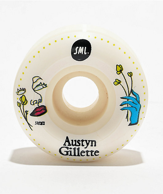 SML. Lucidity Series Gillette 53mm 99a V Cut White Skateboard Wheels