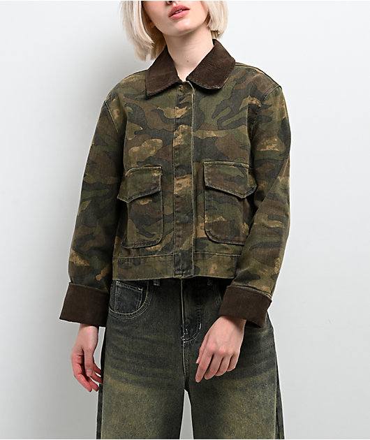 STOOSH Camo Wash Crop Barn Jacket | Zumiez