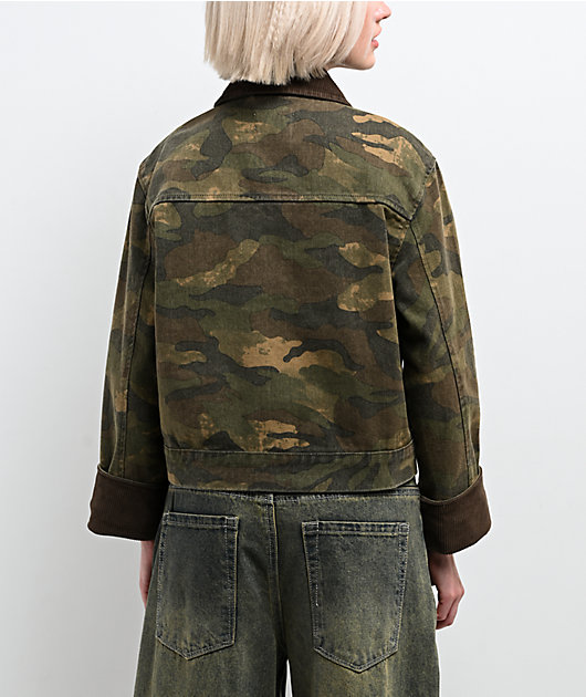 STOOSH Camo Wash Crop Barn Jacket