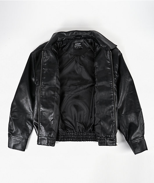STOOSH Leather Black Oversized Bomber Jacket | Zumiez