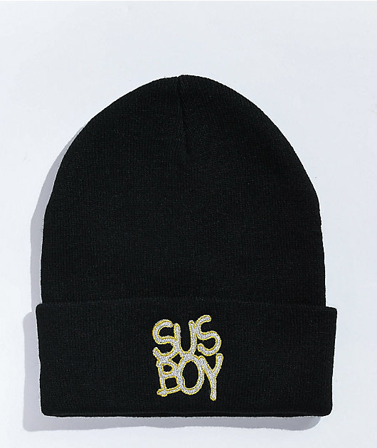 SUS BOY Iced Out Black Beanie