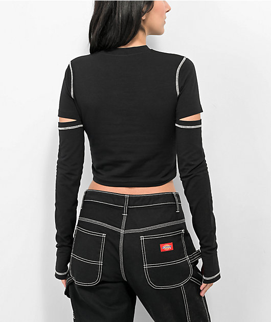 SWIXXZ Anime Black Long Sleeve Crop T-Shirt | Zumiez
