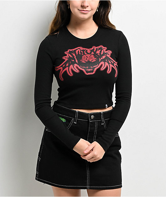 SWIXXZ Bat Black Long Sleeve Crop T-Shirt | Zumiez