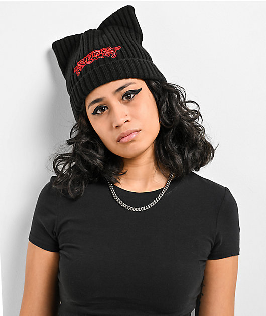 キャップ Meow Beanie BLACK Flexfit - YP Classics® waffle knit beanie