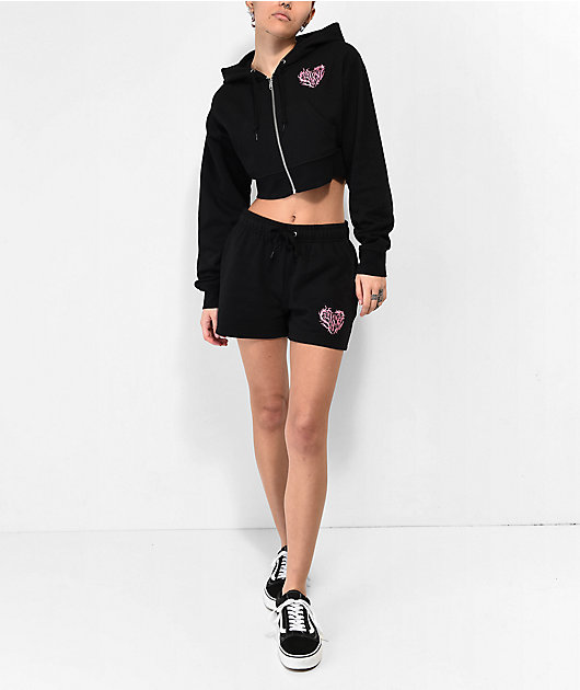 SWIXXZ Centipede Black Crop Zip Hoodie