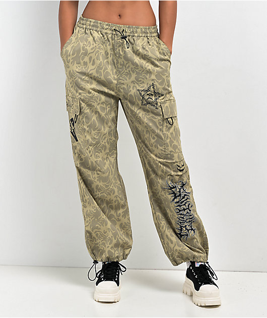SWIXXZ Creepy Tan Cargo Parachute Pants | Zumiez